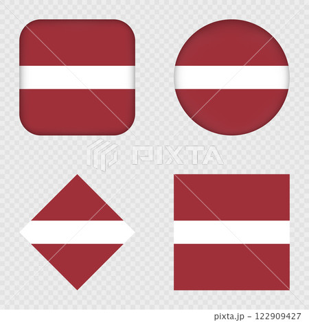 Latvia Flag Icons Pack. Vector illustration. Latvia Flag Icons Pack. Vector illustration. 122909427