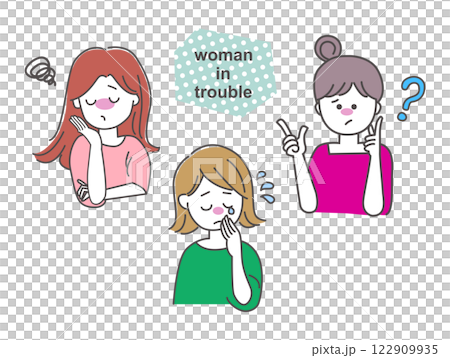 Illustration material set of a woman in trouble Illustration material set of a woman in trouble 122909935