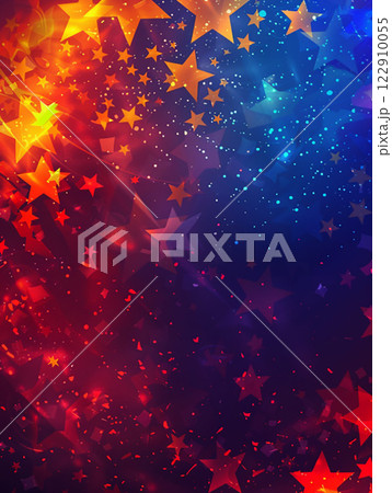 Party helium star balloons for event design on blue background. Birthday wallpaper for design 122910055
