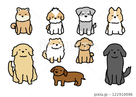 いろいろな犬のイラストセット いろいろな犬のイラストセット 122910096