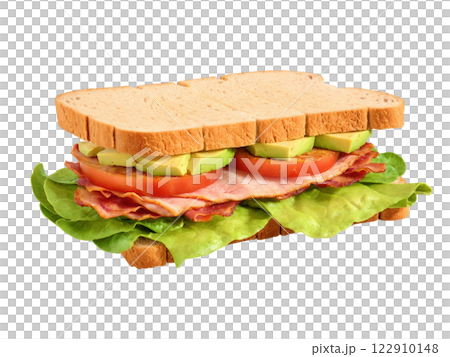 Turkey Bacon Avocado Sandwich Sliced turkey, crispy bacon, fresh avocado, lettuce, and tomato on toasted multigrain bread. Turkey Bacon Avocado Sandwich Sliced turkey, crispy bacon, fresh avocado, lettuce, and tomato on toasted multigrain bread. 122910148