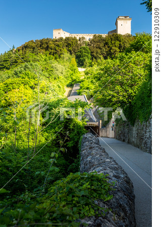 The winding narrow streets, stairs and charming architecture of Spoleto The winding narrow streets, stairs and charming architecture of Spoleto 122910309