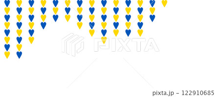 It's a nice corner with Ukrainian blue and yellow hearts on a transparent background. Banner for the Independence Day of Ukraine. Copy space. Vector illustration It's a nice corner with Ukrainian blue and yellow hearts on a transparent background. Banner for the Independence Day of Ukraine. Copy space. Vector illustration 122910685
