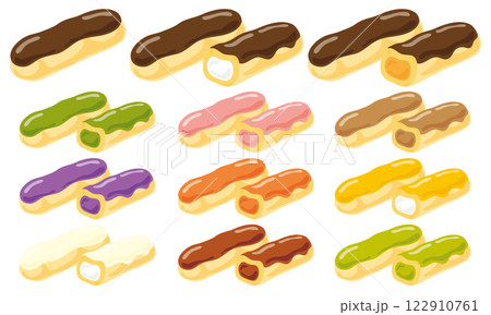 いろいろな味のエクレアのセット いろいろな味のエクレアのセット 122910761