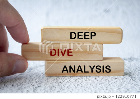 Deep Dive Analysis on wooden blocks. Root cause analysis concept 122910771
