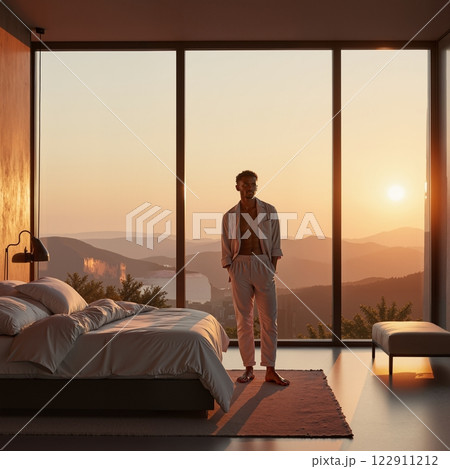 Young man in the bedroom. 122911212