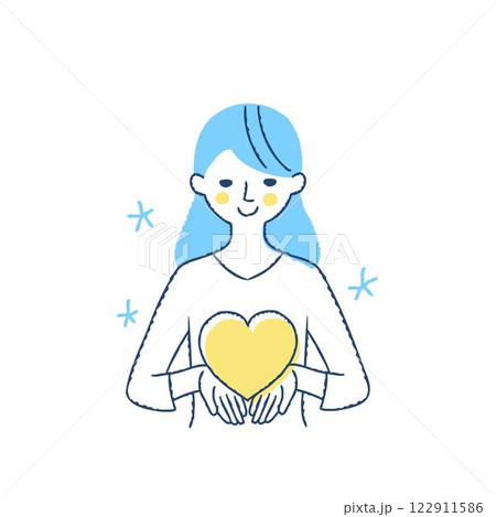 大事そうにハートを持っている女性 大事そうにハートを持っている女性 122911586