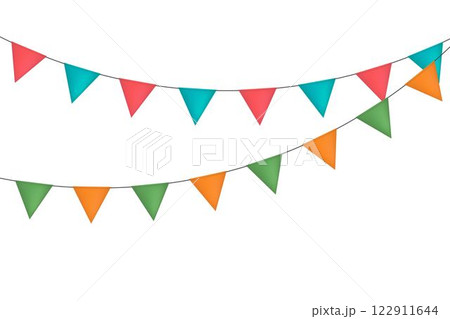 Two realistic isolated holiday garland flags. Two realistic isolated holiday garland flags. 122911644