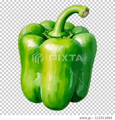 Watercolor illustration of green peppers - AI generation 122911669