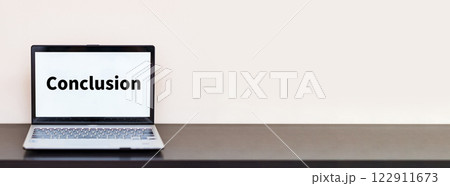 conclusion 結論 の 文字 が PC 画面 に 表示 【 ウェブページ 素材 】 conclusion 結論 の 文字 が PC 画面 に 表示 【 ウェブページ 素材 】 122911673