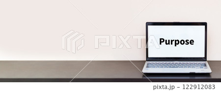 Purpose 目的 の 文字 が PC 画面 に 表示 【 ウェブページ 素材 】 Purpose 目的 の 文字 が PC 画面 に 表示 【 ウェブページ 素材 】 122912083