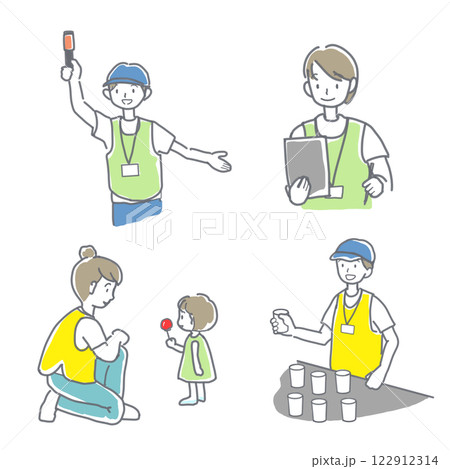 イベントのボランティアスタッフのイラストセット 122912314