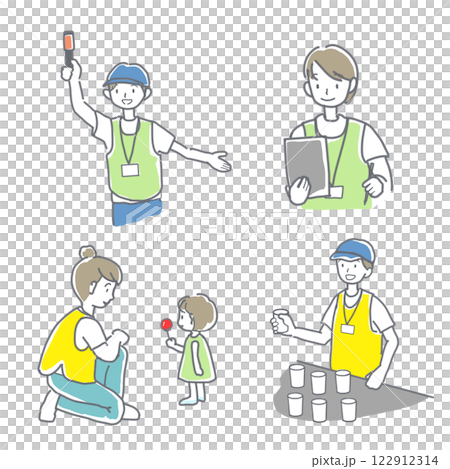 イベントのボランティアスタッフのイラストセット 122912314