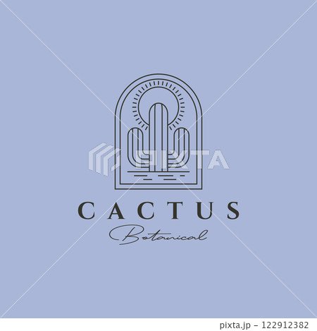 line art cactus logo vector botanical garden illustration design 122912382