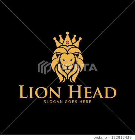 Elegant gold king lion crown logo 122912429