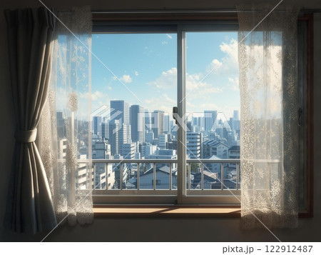 マンションの窓から見える景色(日本)01 マンションの窓から見える景色(日本)01 122912487