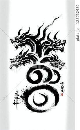 龍の水墨画 龍の水墨画 122912489