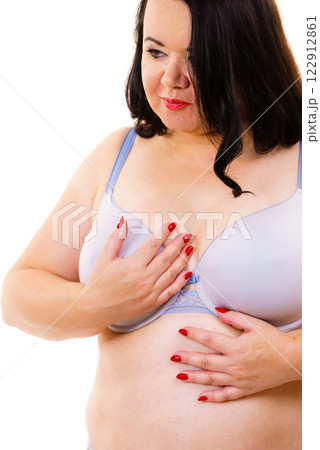Fat woman big breast wearing bra 122912861
