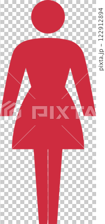 Red icon of a standing woman Red icon of a standing woman 122912894