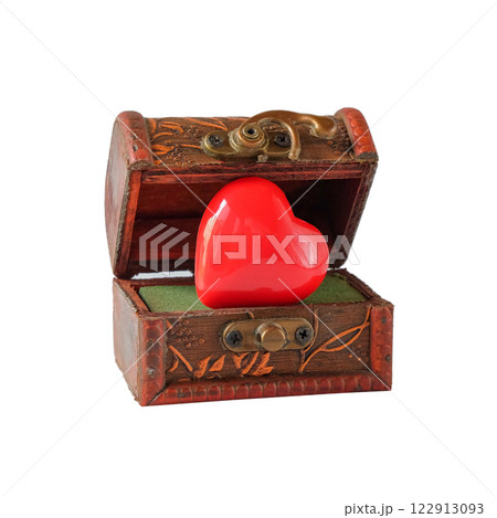 Red heart in small bucket, Love concept  on white background. 122913093