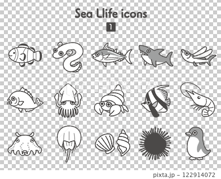 海洋生物圖示集合 122914072
