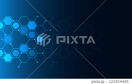 Abstract technology background and design element with hexagons pattern and geometric shapes 122914485