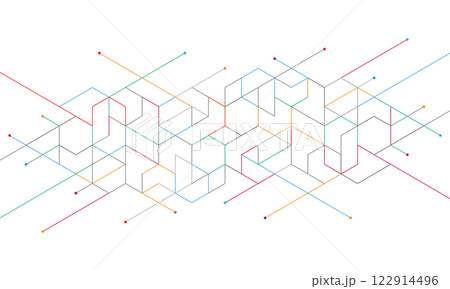 The graphic design elements with isometric shape blocks. Vector illustration of abstract geometric background 122914496