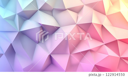 A colorful abstract background with pink, blue, and yellow triangles. The background is made up of many triangles of different sizes and colors 122914550