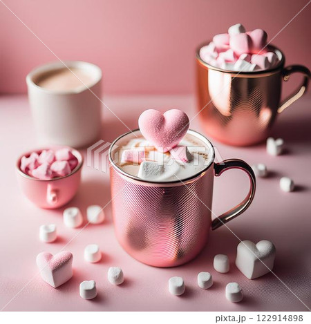 ホワイトデーにぴったり | ピンクのマシュマロが華やぐふんわりスイーツカップ 122914898