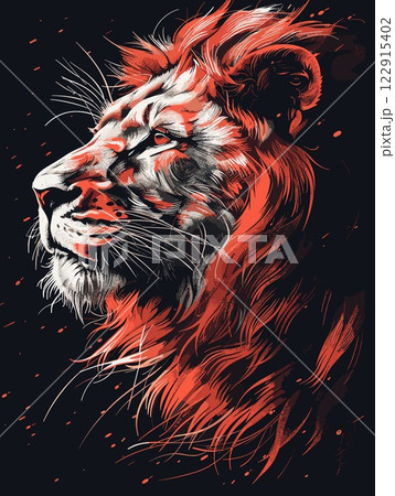 Lion head vector illustration for t-shirt design and other uses. 122915402