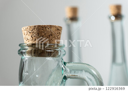 Cork in a glass bottle close-up Cork in a glass bottle close-up 122916369