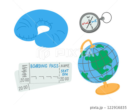 Travel vector set with essential items 122916835