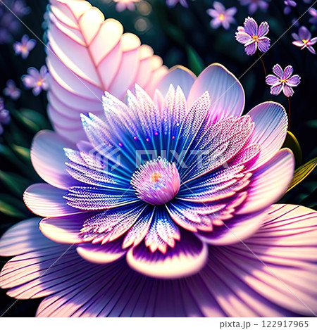 the image of a beautiful lotus flower with a purple and blue color combination and a mystical feel the image of a beautiful lotus flower with a purple and blue color combination and a mystical feel 122917965