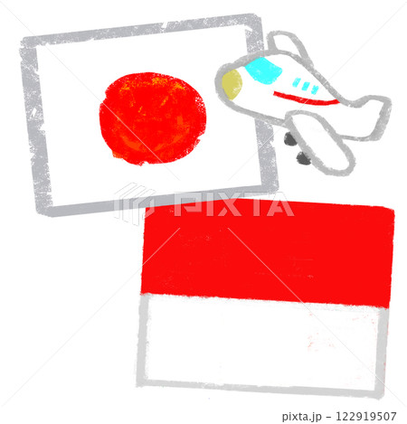 国旗のイラスト クレヨンタッチ 日本とインドネシア 国旗のイラスト クレヨンタッチ 日本とインドネシア 122919507