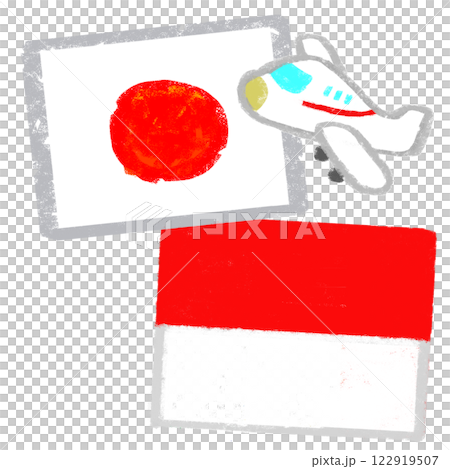国旗のイラスト クレヨンタッチ 日本とインドネシア 国旗のイラスト クレヨンタッチ 日本とインドネシア 122919507