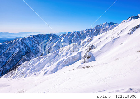 冠雪の北アルプスの遠見尾根 122919980