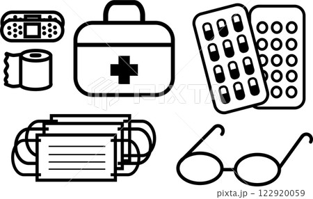 シンプルな防災救急セットイラスト 122920059