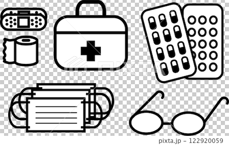 シンプルな防災救急セットイラスト 122920059