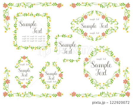 シンプルな植物と花の装飾枠セット 122920072
