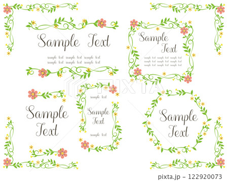 シンプルな植物と花の装飾枠セット 122920073