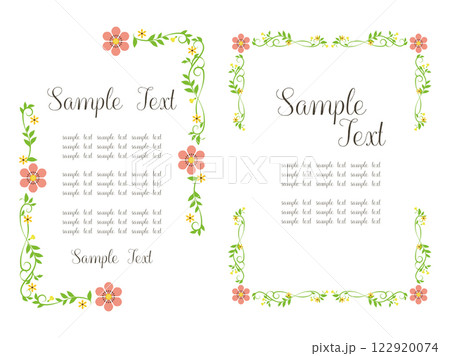 シンプルな植物と花の装飾枠セット 122920074