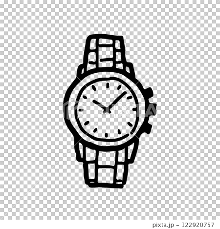 紳士手錶的可愛線條畫插圖 122920757