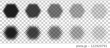 Halftone hexagon geometric abstract ornament set black vector 122920791