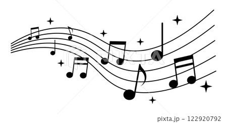 音符　キラキラ　ウェーブ　あしらい　イラスト	 122920792