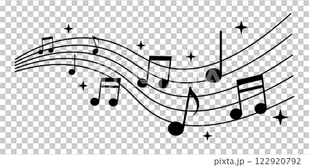音符　キラキラ　ウェーブ　あしらい　イラスト	 122920792