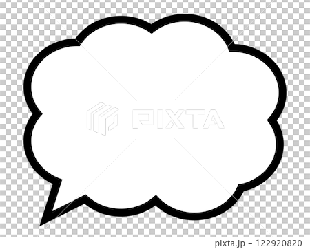 Speech bubble fluffy white black border vector single 122920820