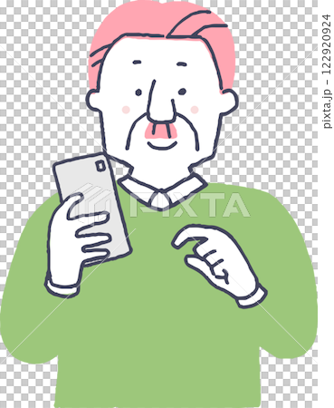 Senior men who operate smartphones 122920924