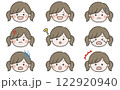 いろいろな表情の女の子の顔 122920940