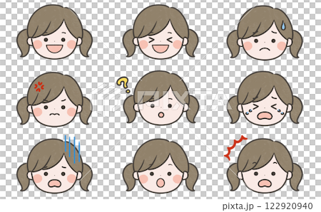 女孩的臉有各種表情 女孩的臉有各種表情 122920940