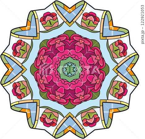 Colorful cute Mandalas. Decorative unusual round ornaments. 122921053